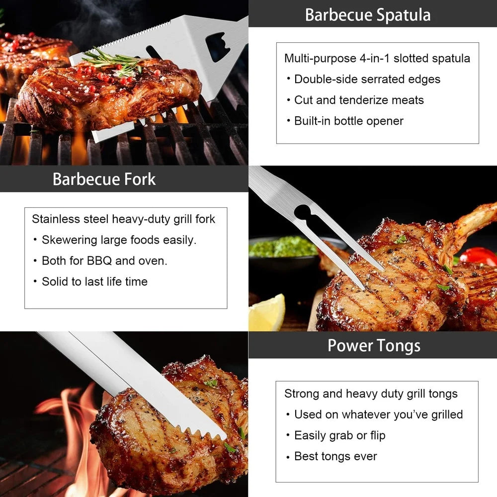 Stainless Steel BBQ Grill Set with Aluminum Case