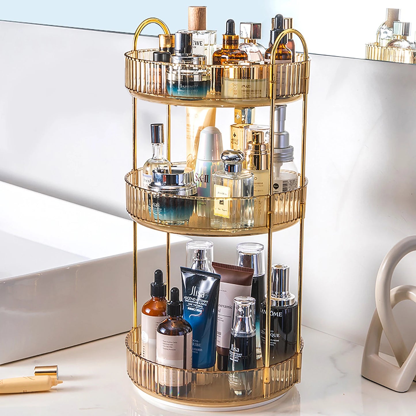 Rotating  3 Tier Makeup Organizer