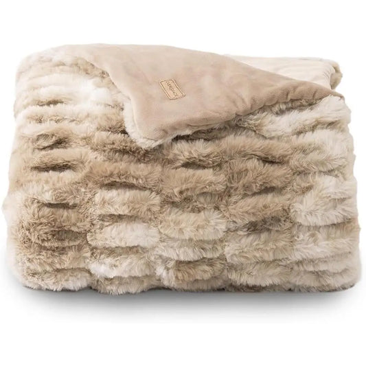 Plush Faux Rabbit Fur Throw Blanket