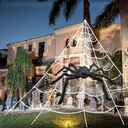 Outdoor Spider and Web Decoration