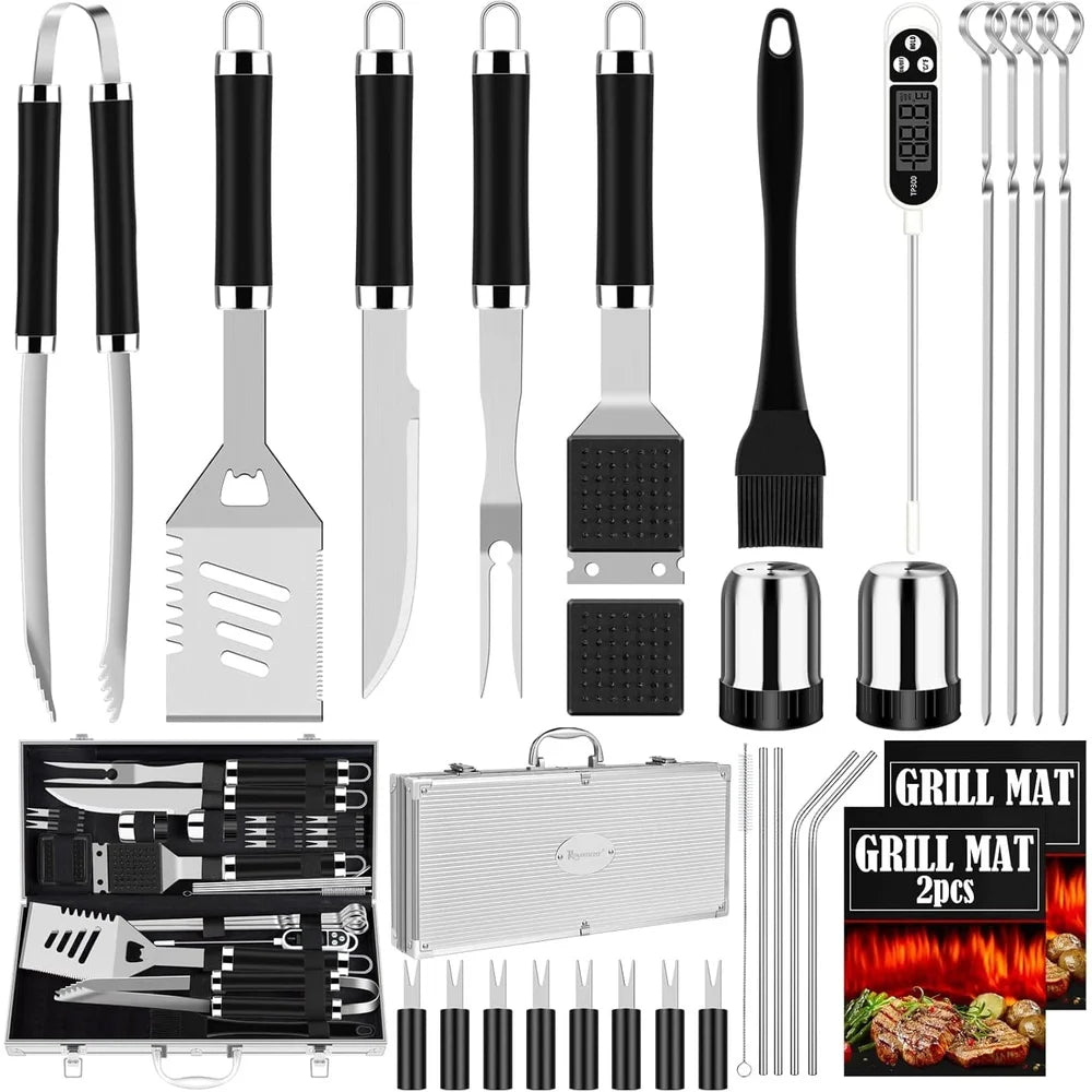 Stainless Steel BBQ Grill Set with Aluminum Case