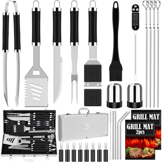 Stainless Steel BBQ Grill Set with Aluminum Case