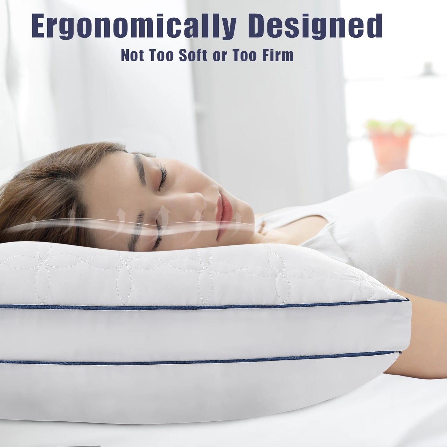 Plush Bed Pillows Soft Down 2 Pack