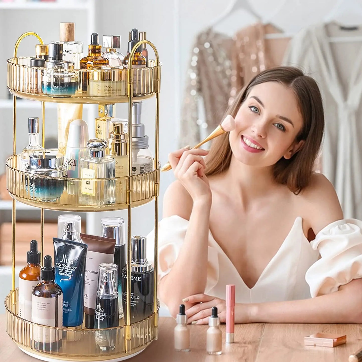 Rotating  3 Tier Makeup Organizer