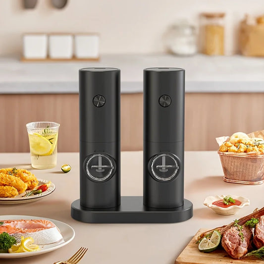Electric Grinder for Black Peppercorns and Sea Salt.