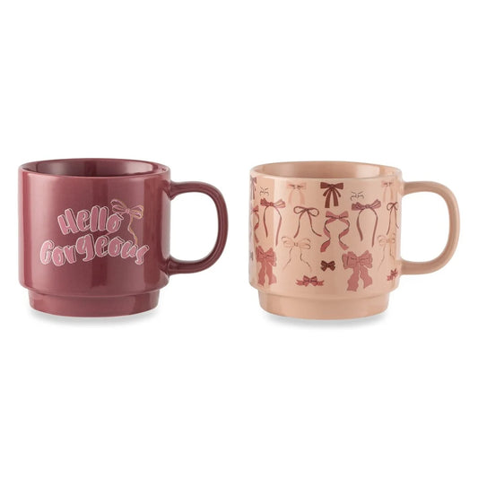 Decorative Stackable Stoneware Mugs