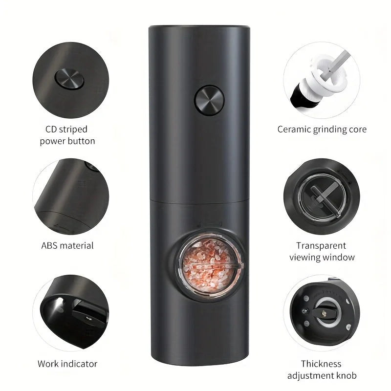 Electric Grinder for Black Peppercorns and Sea Salt.