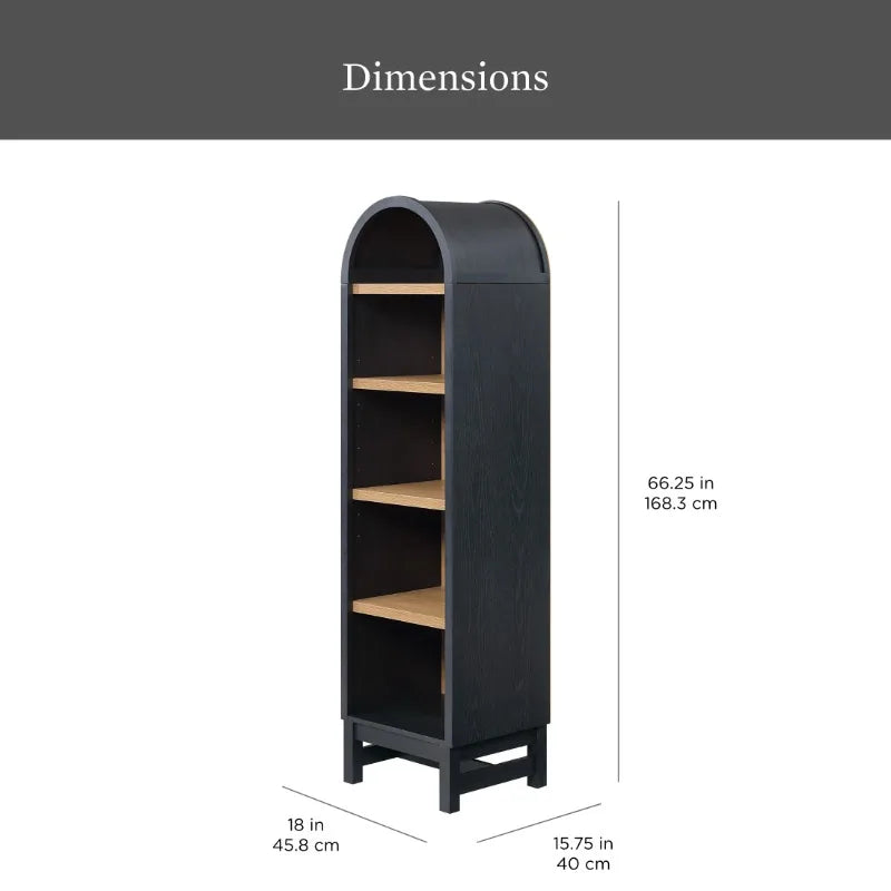 Narrow Arch Bookcase Rich Finish