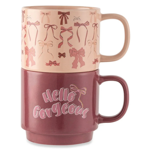 Decorative Stackable Stoneware Mugs