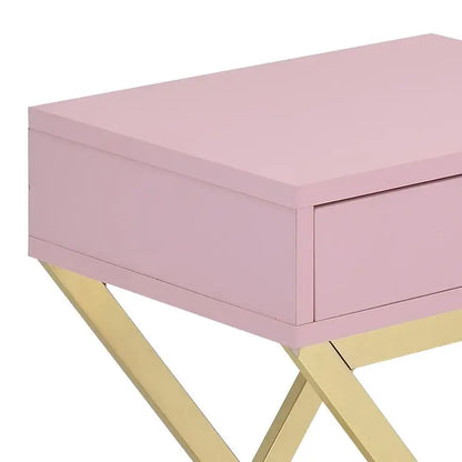 Pink and Gold Rectangular Accent Table