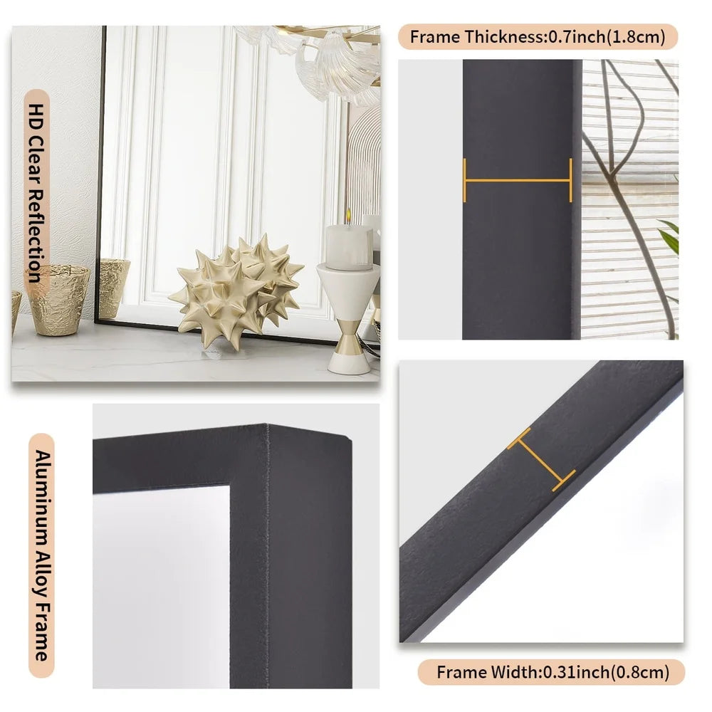 Rectangular Wall Mirror with Metal Frame