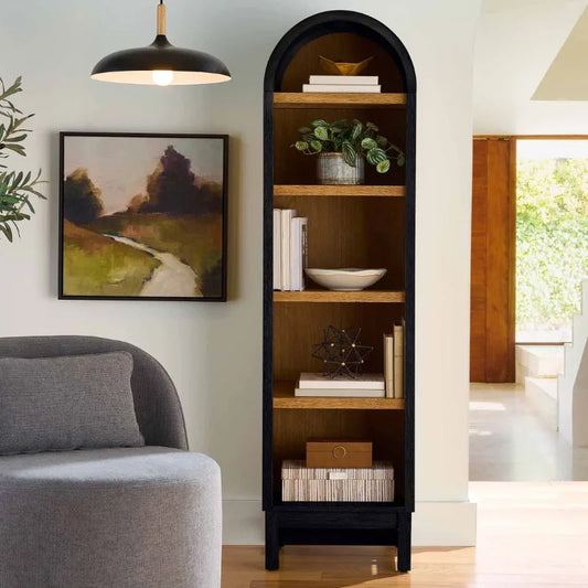 Narrow Arch Bookcase Rich Finish