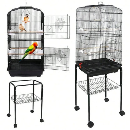 Rolling Bird Cage with Stand & Tray