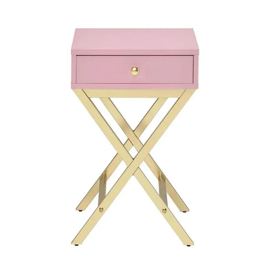 Pink and Gold Rectangular Accent Table