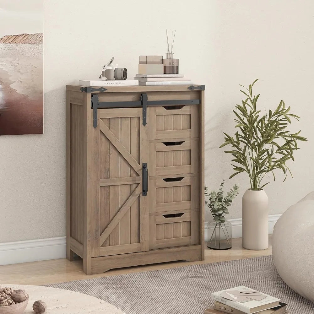 Rustic Grey Floor Storage Cabinet