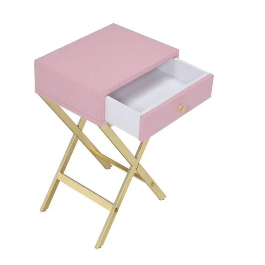 Pink and Gold Rectangular Accent Table