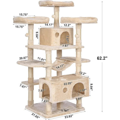 Large Beige Cat Tower with Sisal Scratching Posts