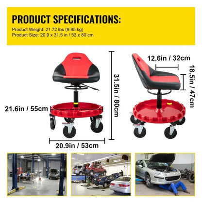 Adjustable Rolling Garage Stool