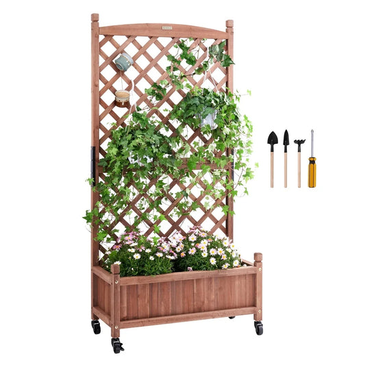 Durable Raised Garden Bed with Trellis