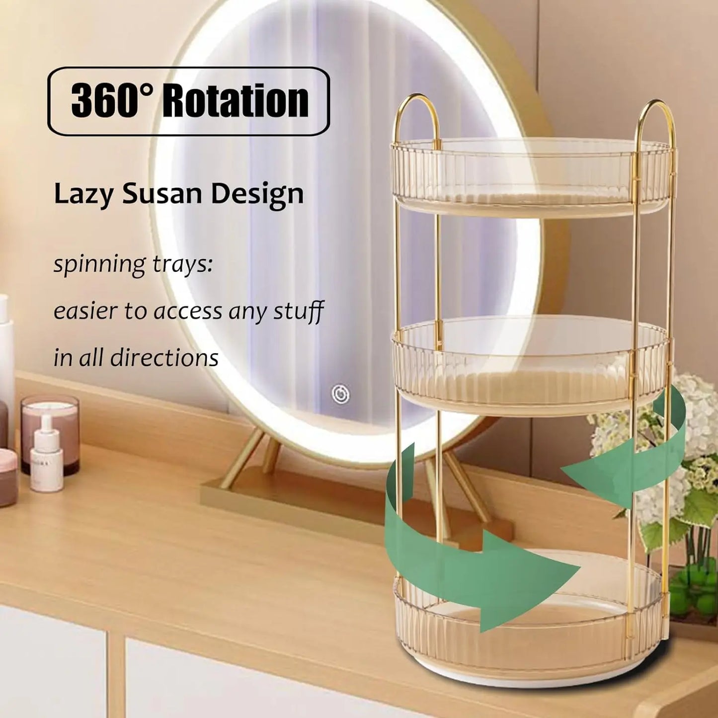 Rotating  3 Tier Makeup Organizer