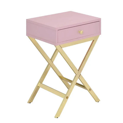 Pink and Gold Rectangular Accent Table