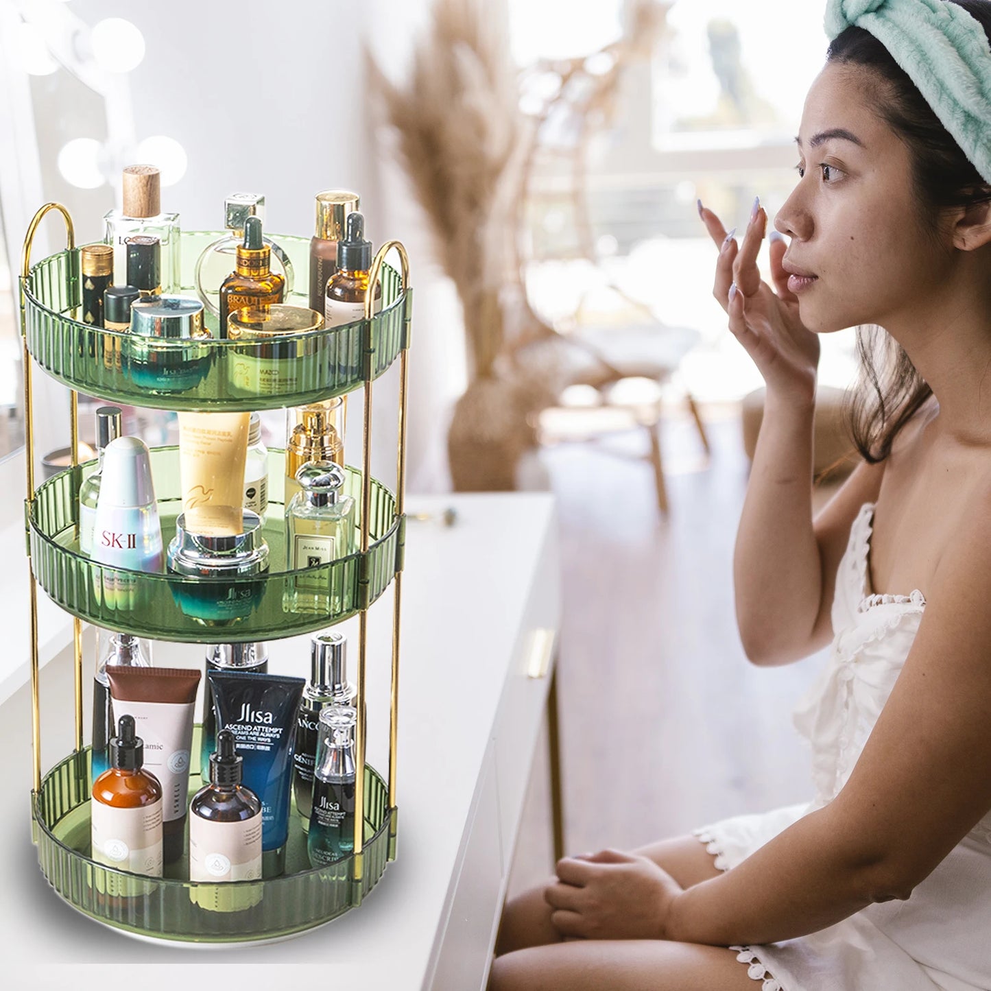 Rotating  3 Tier Makeup Organizer