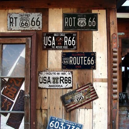 Vintage Route 66 Metal Plates