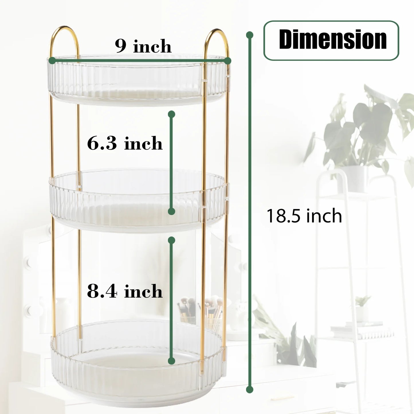 Rotating  3 Tier Makeup Organizer