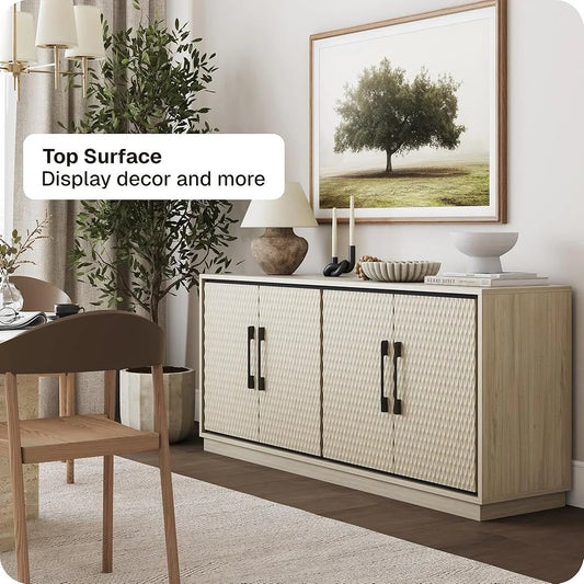 65 Inch Buffet Storage Cabinet Adjustable Shelves