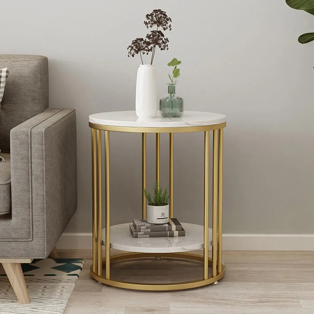 Round White Marble Side Table