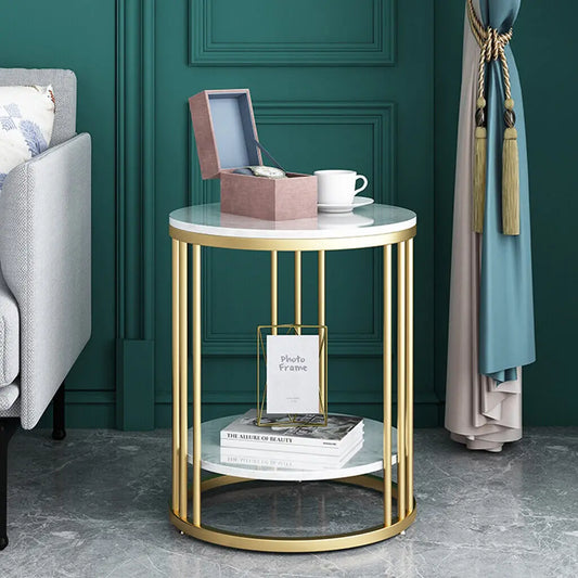 Round White Marble Side Table