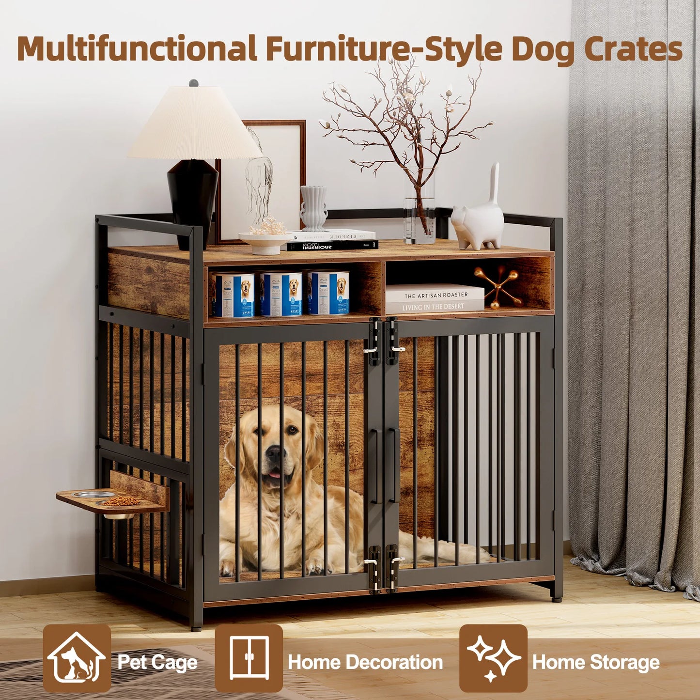 Indoor Pet House with Storage Drawers