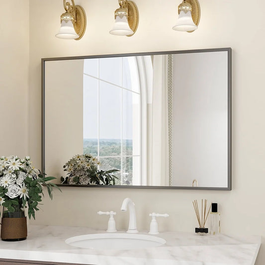 Rectangular Wall Mirror with Metal Frame