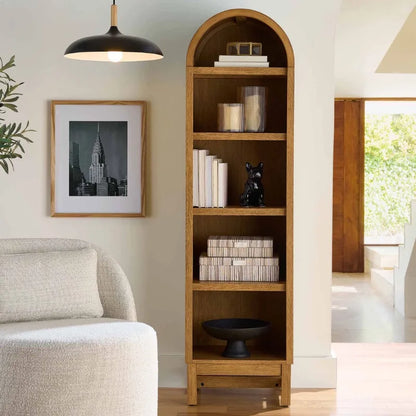 Narrow Arch Bookcase Rich Finish