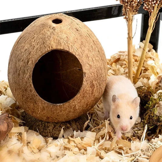 Wooden Coconut House for Small Animal