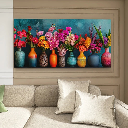 Vibrant Flowers in Vases Wall Art