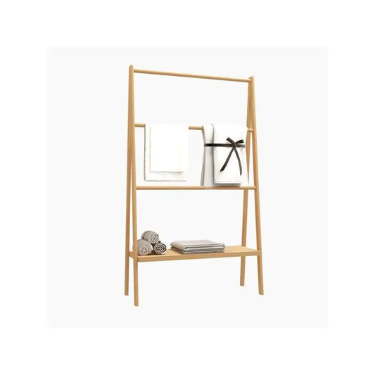 Bamboo Towel Rack with Storage Shelf