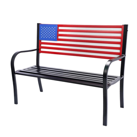 Durable American Flag Outdoor Bench