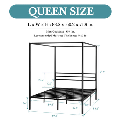 Queen Size Canopy Bed Frame