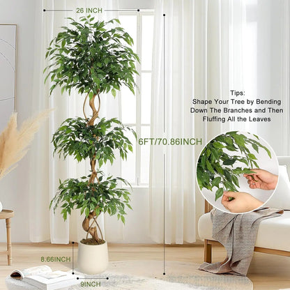 Sturdy Artificial Ficus Tree for Home Decor