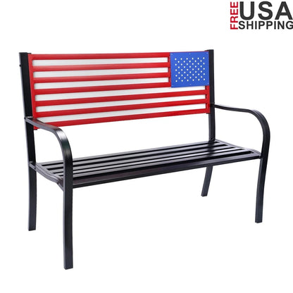 Durable American Flag Outdoor Bench