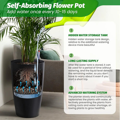 Self Watering Pots for Growing Plants  Set of 2
