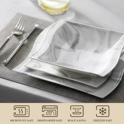 Marble Porcelain 30 Piece Dinnerware Set