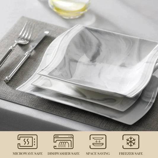 Marble Porcelain 30 Piece Dinnerware Set