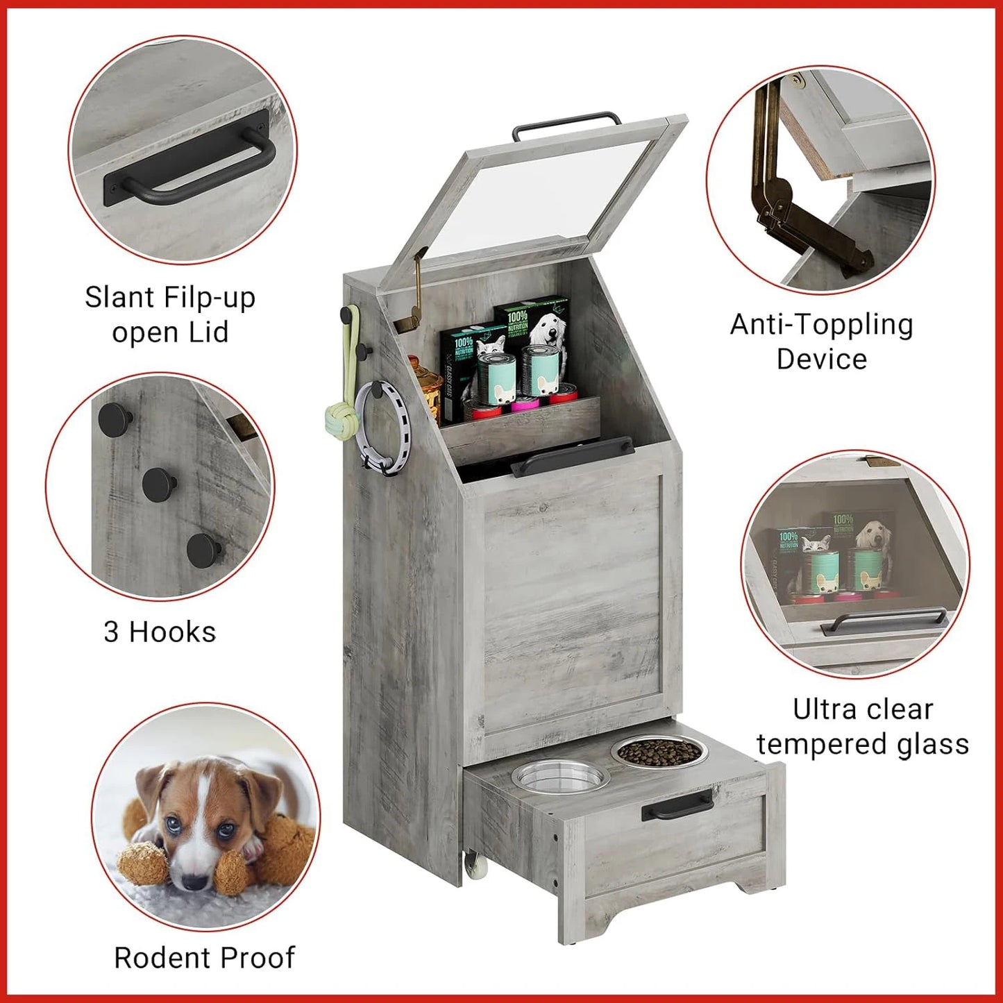 Dog Feeding Station with 2 Elevated Bowls
