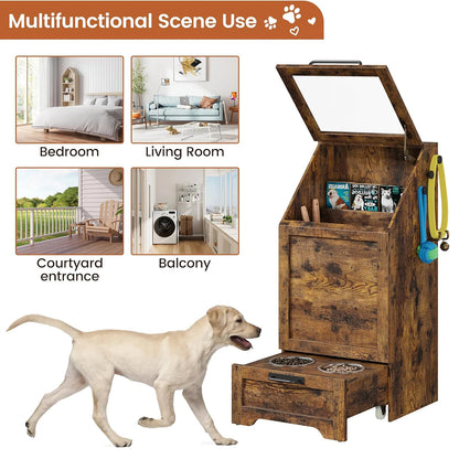 Dog Feeding Station with 2 Elevated Bowls
