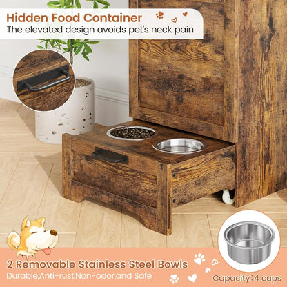 Dog Feeding Station with 2 Elevated Bowls