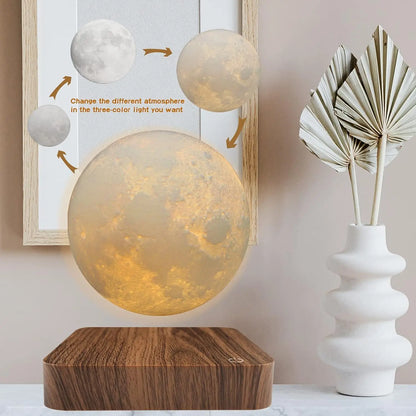 Floating Moon Lamp with Wooden Base