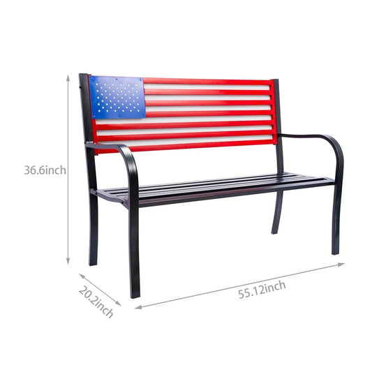 Durable American Flag Outdoor Bench