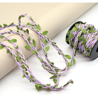Purple Waxed Twine with Artificial Leaves